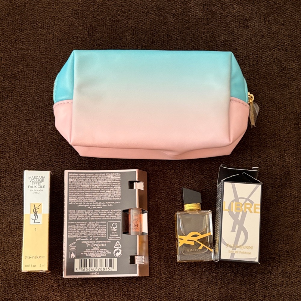 Yves Saint Laurent Ombre Pink and Aqua Cosmetic Pouch - Picture 5 of 6